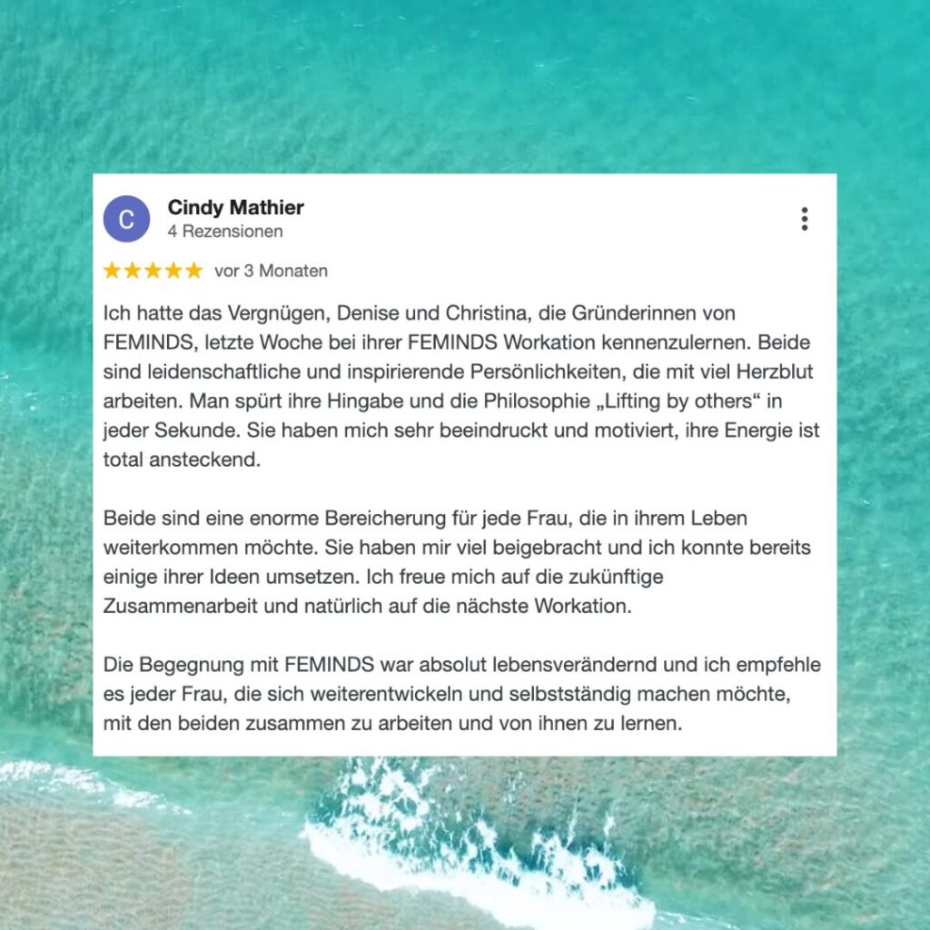 Erfahrung von Cynthia Mathier zu FEMINDS Workation