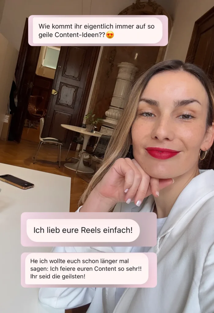FEMINDS Gründerin mit Content-Kommentaren ihrer Community